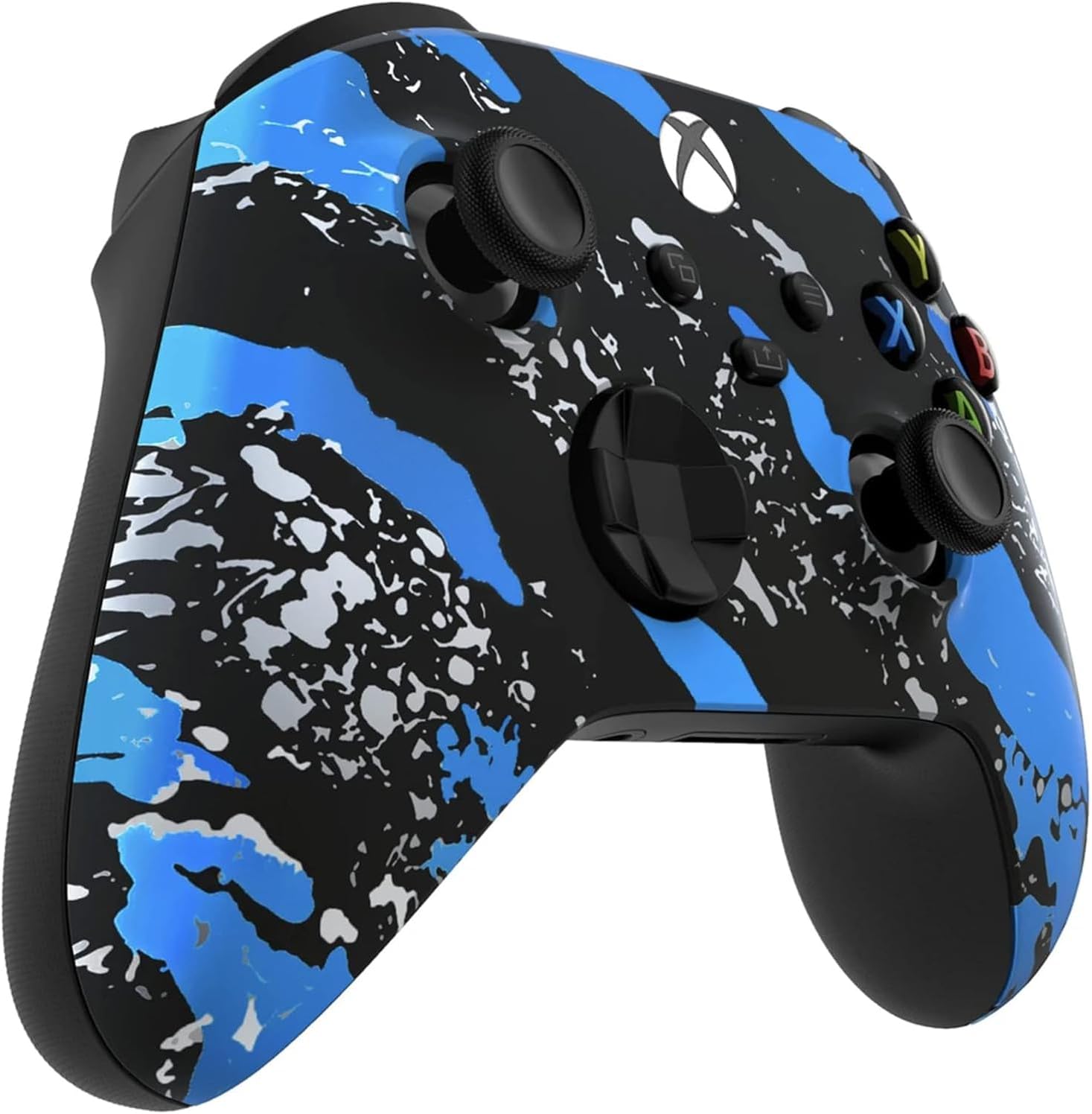 Left. Custom Controllerzz - Custom Wireless Controller for Xbox Series X|S, Xbox One, & PC - Blue Splatter.