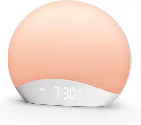 Front. FINEAK - Sound Machine Sunrise Alarm Clock with Night Light - White.