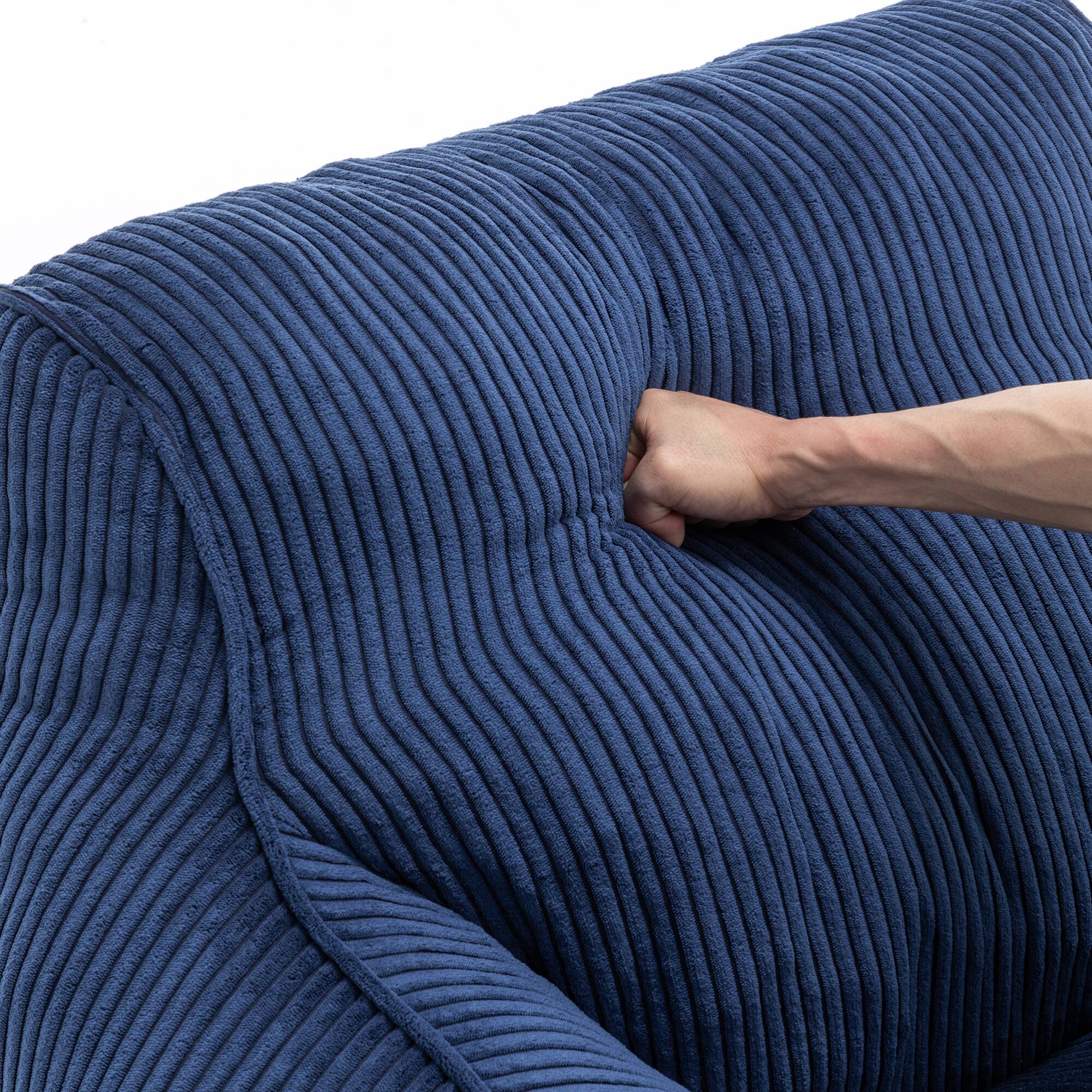 Alt View 7. GOODSILO - Large Corduroy Bean Bag Sofa Chair with Armrests and Included Filler for Living Room and Bedroom - Dark Blue.