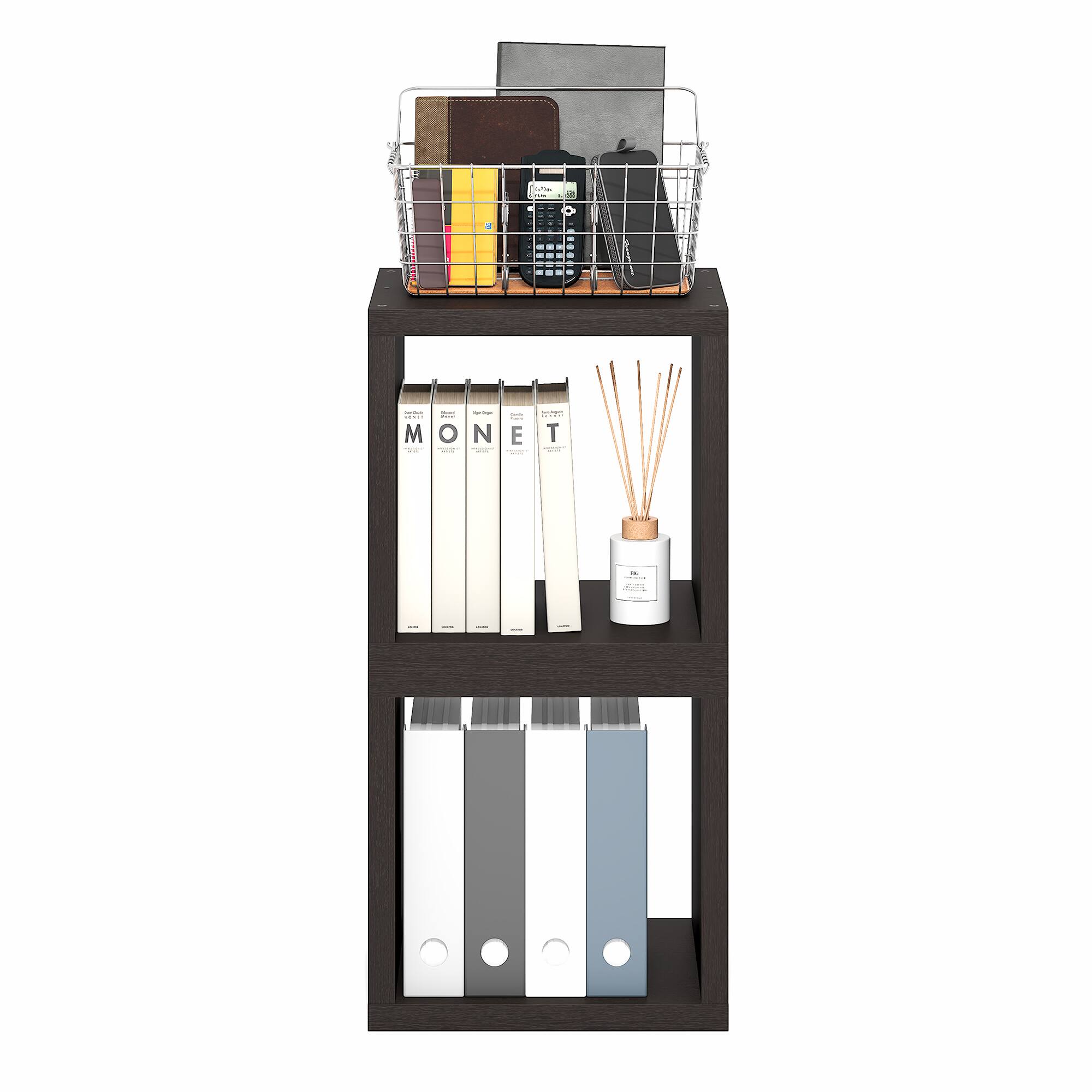 Alt View 5. Furinno - CUBICLE Stackable Bookshelf, Cube Storage Organizer Bookcase, 15.8 x 15.8 x 14.6, for Living Room, Bedroom, Home Office - Black Dark Oak.