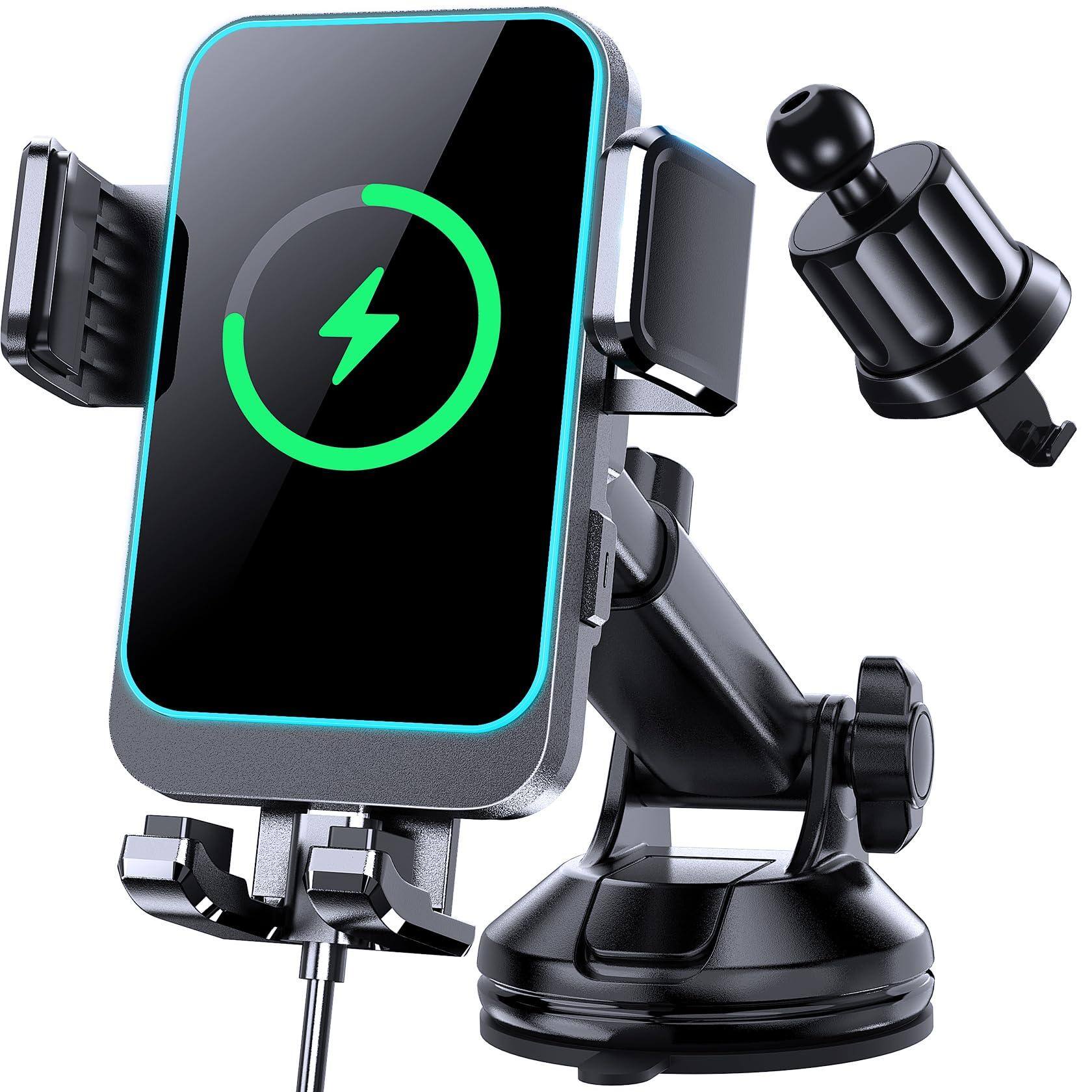 HM 1810 - Wireless Car 15w 10w 7 5w Cup Holder Phone Mount Auto Clamping Fast Charging Air Vent For 16 15 14 13 12 Pro - Dashboard