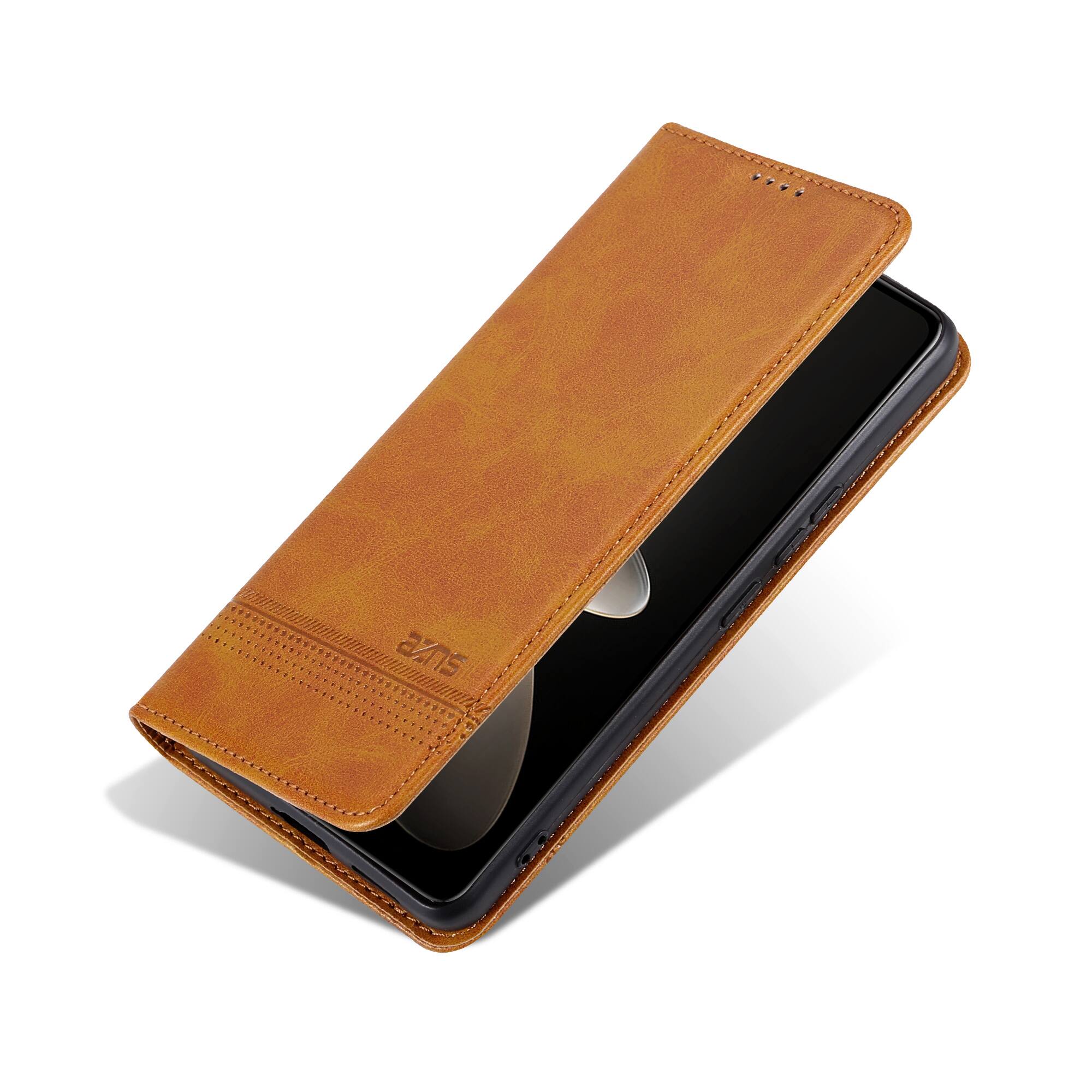 Left. Dteck - Dteck Magnetic Case for Samsung Galaxy A37 5G Wallet Card Slots PU Leather Kickstand Flip Phone Cover - Yellow.