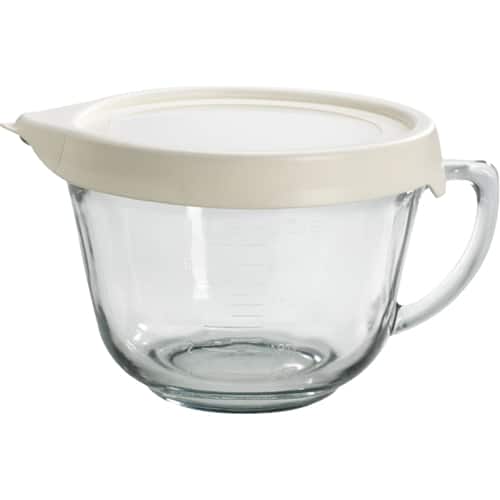 Angle. Anchor Hocking - 2-Quart Batter Bowl - Clear Glass.
