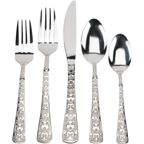 Left. Anchor Hocking - Nadira 20-Piece Flatware Set - Stainless Steel.