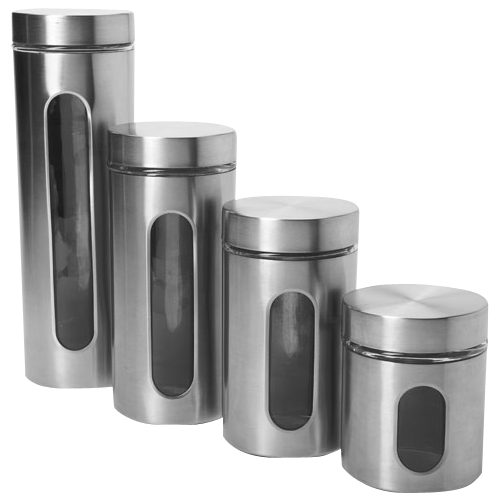 Anchor Hocking - Palladian Cylinder Jars Set with Window (4-Pack) - Silver