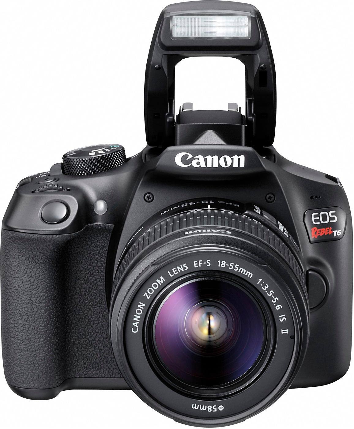 Alt View 12. Canon - EOS Rebel T6 DSLR Camera with EF-S 18-55mm f/3.5-5.6 IS II Lens - Black.
