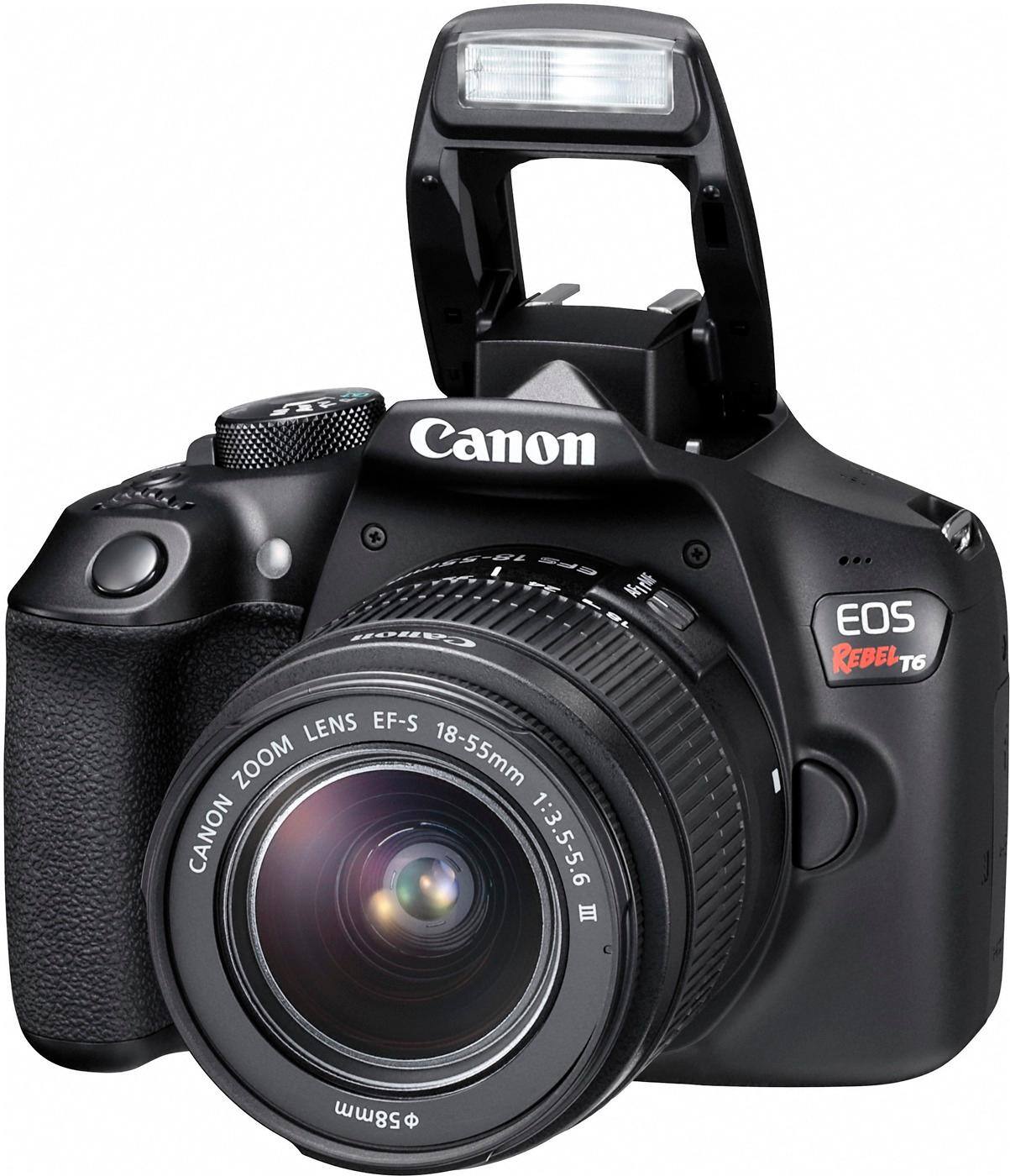 Alt View 13. Canon - EOS Rebel T6 DSLR Camera with EF-S 18-55mm f/3.5-5.6 IS II Lens - Black.
