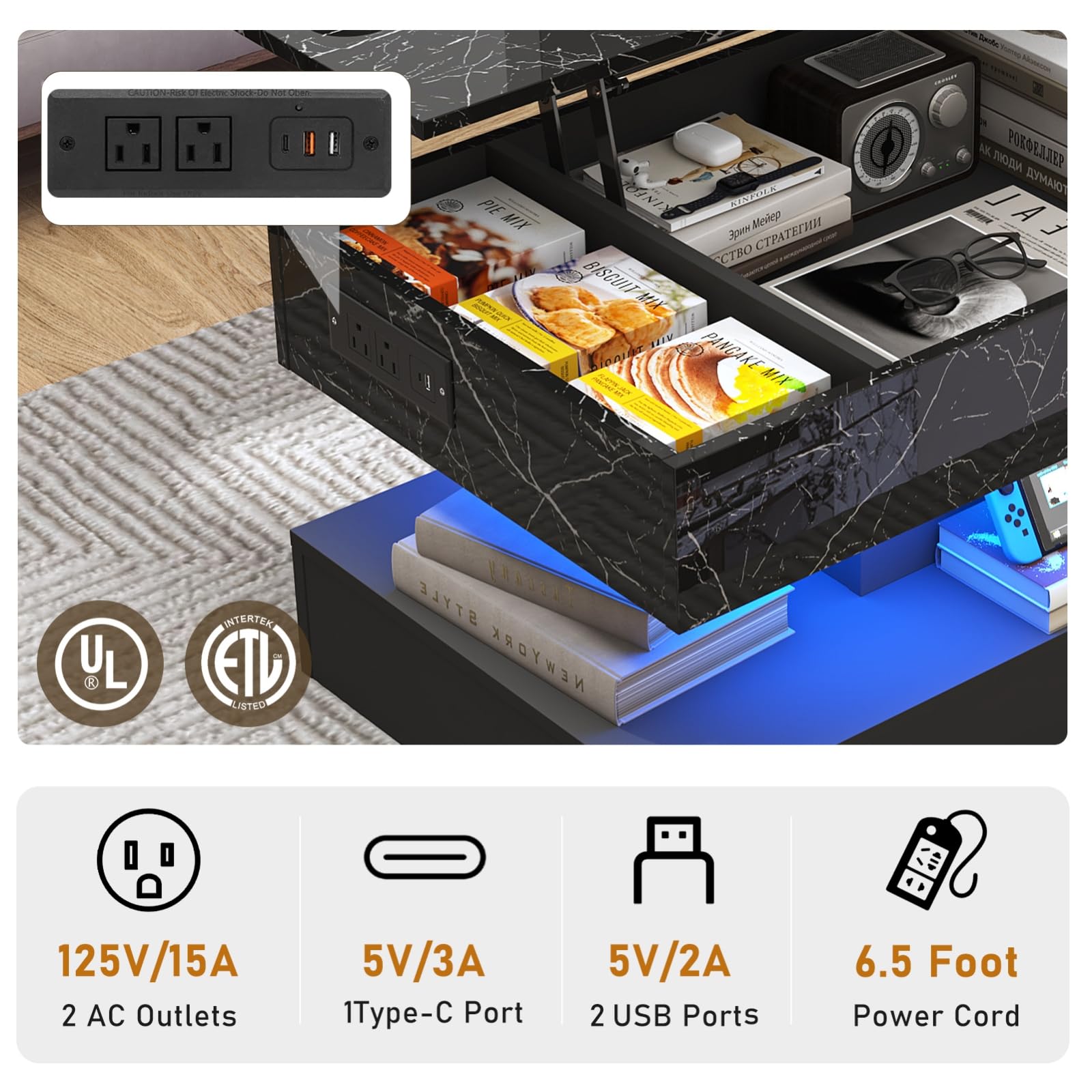Beos Z PIE MIX PIE MIX DTS Meilep  
CTB BISCUIT/M01 IV Bionda PANGAKE MIX AK  
R  
UL INTERTEK ETL LISTED  
STYLE PRAURA NEWYORK  
125V/15A 2 AC Outlets 5V/3A 1Type-C Port 5V/2A 2 USB Ports 6.5 Foot Power Cord