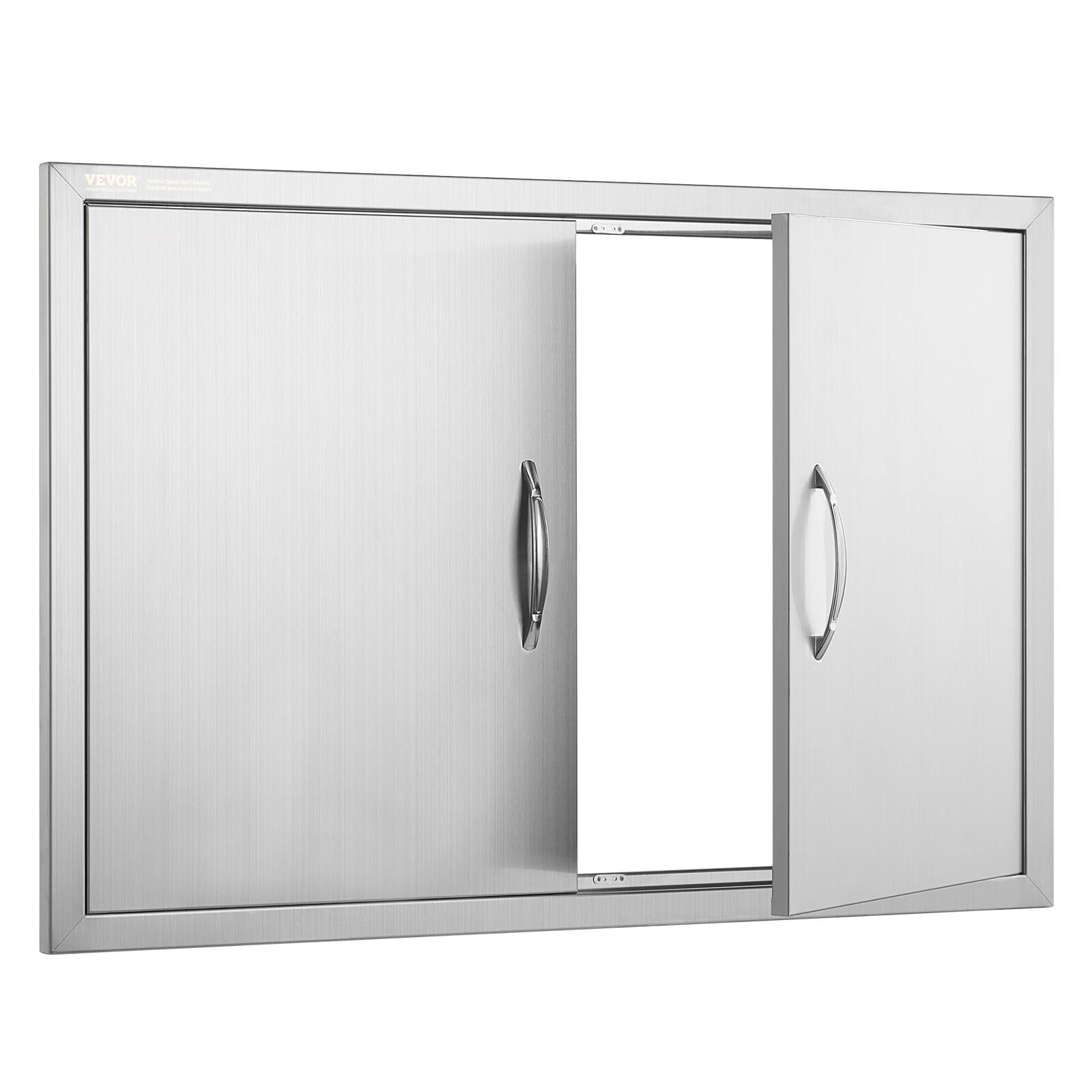 Alt View 5. VEVOR - BBQ Access Door, 35W x 24H Inch Double Outdoor Kitchen Door, Stainless Steel Flush Mount Door, Wall Vertical Door - Silver.
