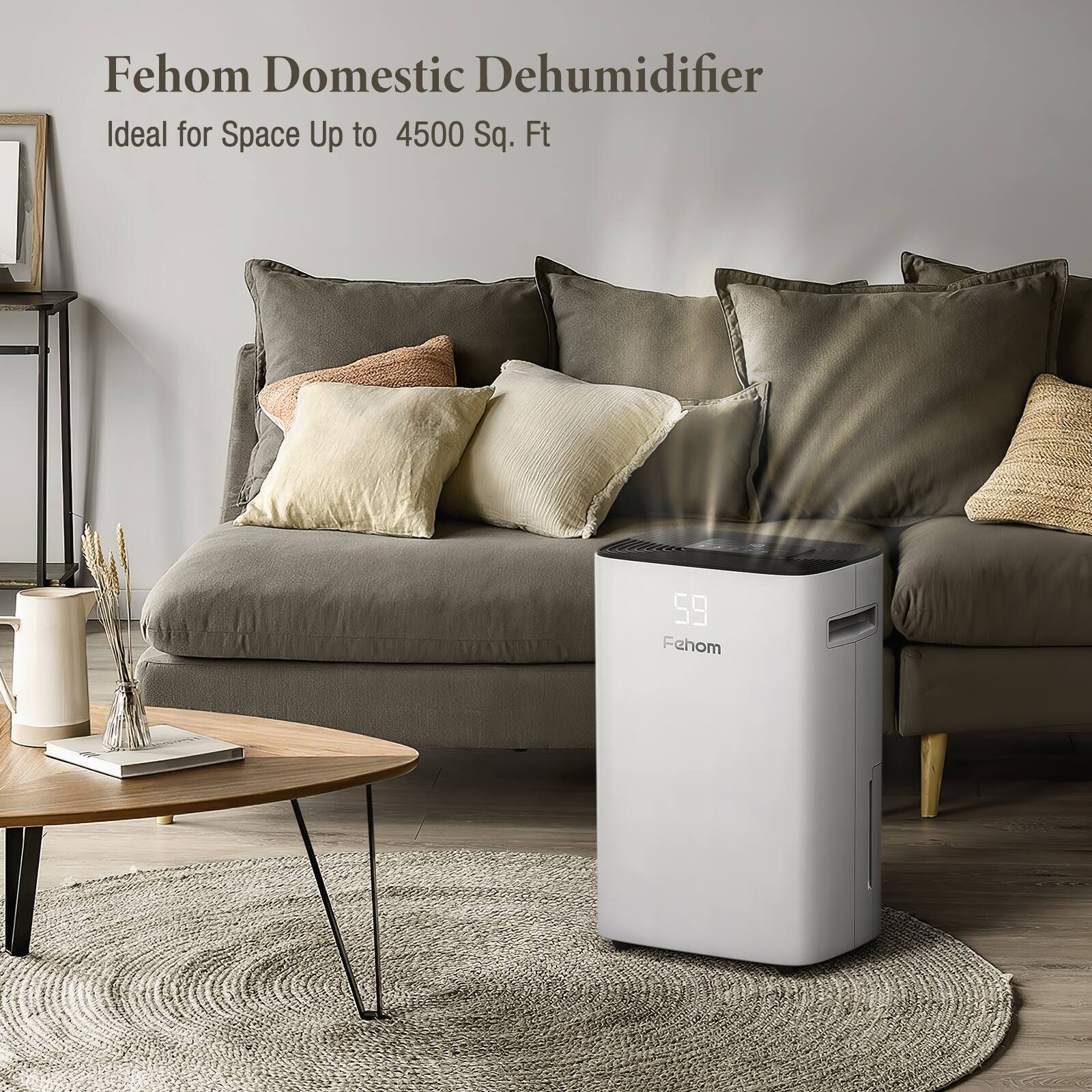 Fehom Domestic Dehumidifier  
Ideal for Space Up to 4500 Sq. Ft