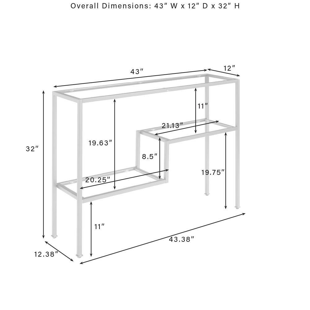 Overall Dimensions: 43" W x 12" D x 32" H

43" W x 12" D x 32" H

43.38" W x 12.38" D

19.63" H

21.13" W

19.75" D

20.25" W

8.5" D

11" H