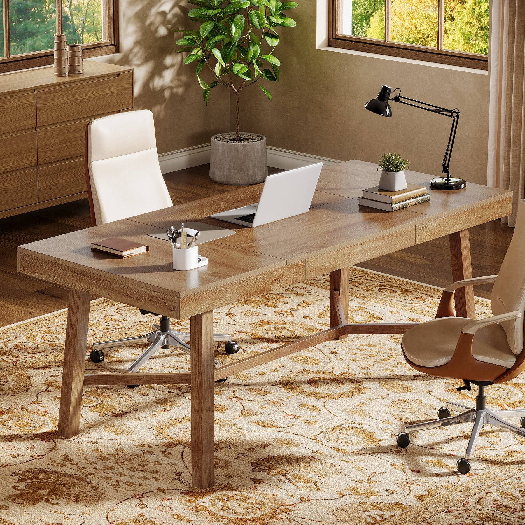 Angle. Tribesigns - Office Executive Desk, For Computer Work and Writing in Home Offices and Everyday Organization - Brown.