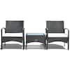 Front. Costway - Costway 3 PCS Furniture Set Table & 2 Chair Patio Wicker Rattan W/Cushion - Black.