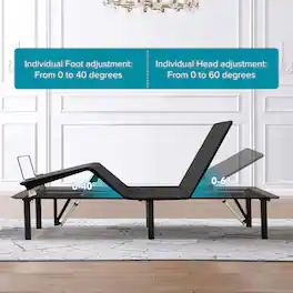 Aukfa - Adjustable Bed Base,Bed Frame with Head and Foot Incline,Anti-Snore, Wireless Control - Black