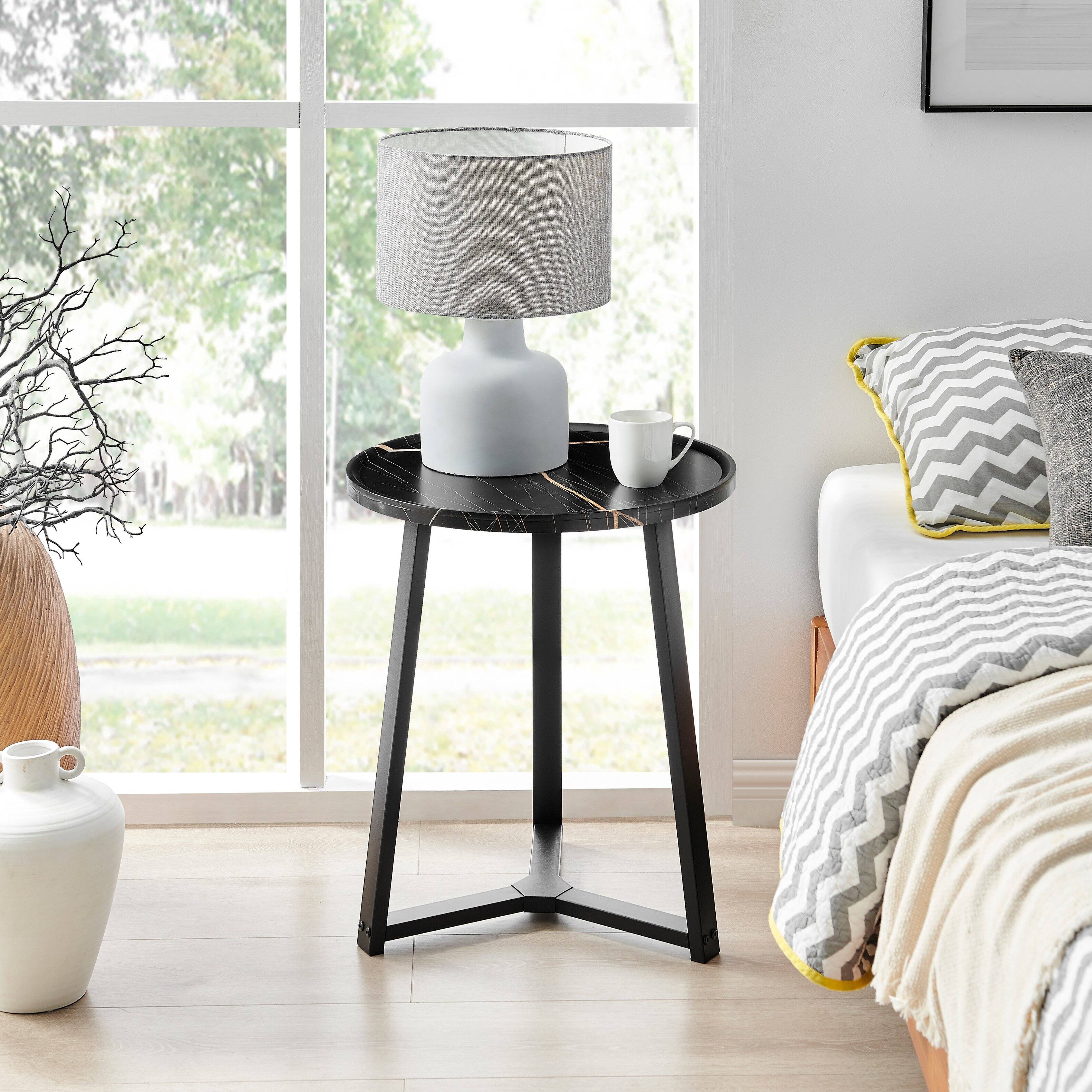 Left. Danya B - Harper Round Side Accent Table - Black Marble/Black - Black Marble/Black.