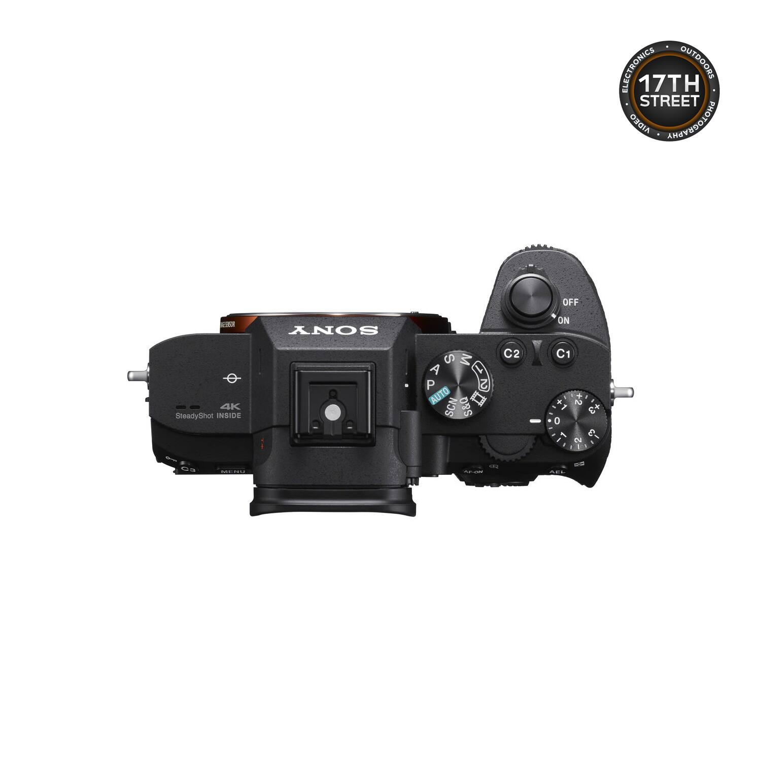 ELECTRONICS OUTDOORS 17TH STREET  
AIDEO AMAYBOGLONG  
OFF KO SONY ON  
AK SteadyShot INSIDE  
S M A P 2 AUTO  
CN 09  
U C2 C1  
+ +1 x 2 1 +3 0 -1  
I 7 2 E-  
A .. d O.L