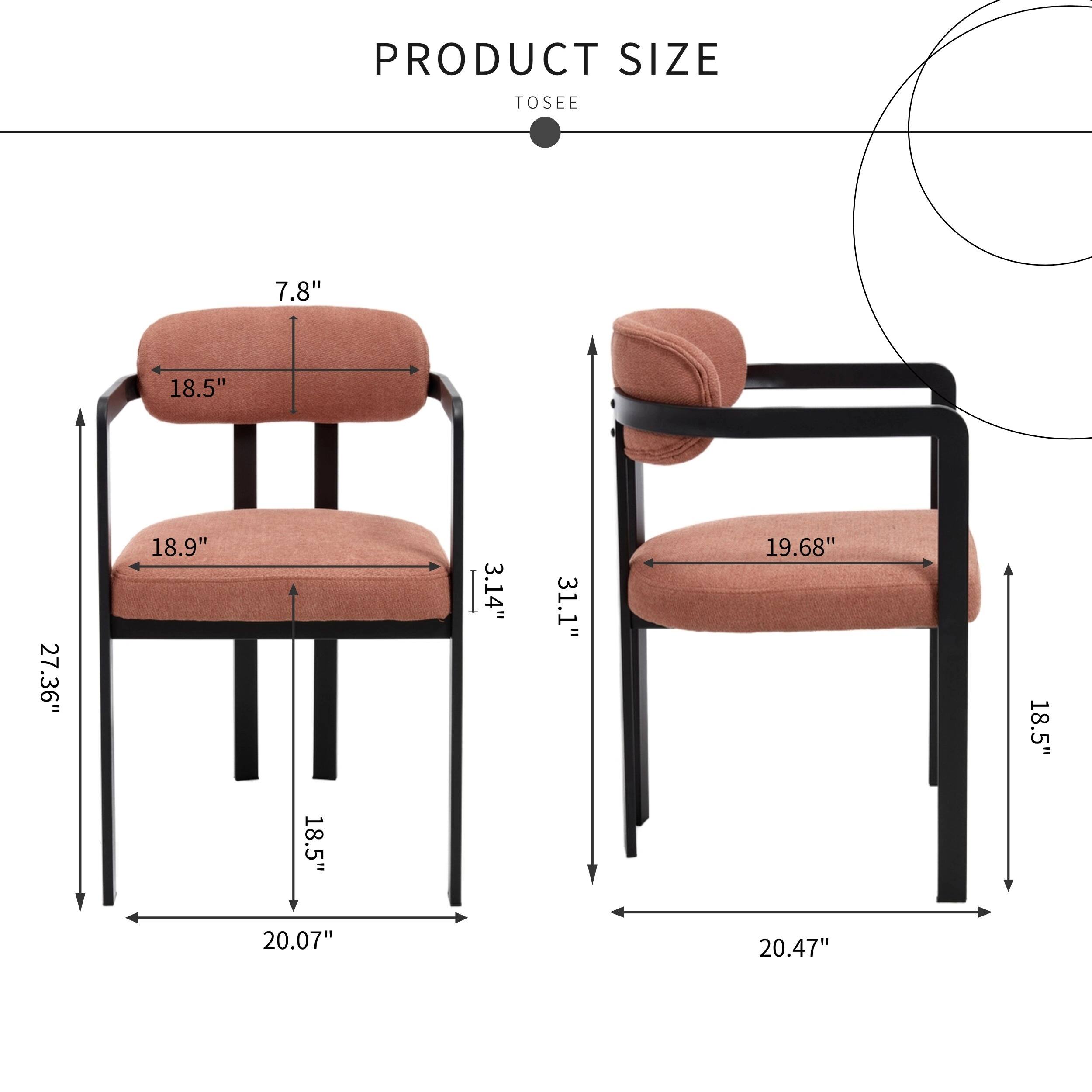 PRODUCT SIZE  
TO SEE

- 7.8" (Height of the backrest)
- 18.5" (Width of the backrest)
- 18.9" (Height of the seat)
- 27.36" (Height of the chair)
- 3.14" (Depth of the seat)
- 19.68" (Width of the seat)
- 18.5" (Width of the armrest)
- 31.1" (Height of the armrest)
- 20.07" (Width of the chair)
- 20.47" (Width of the chair)