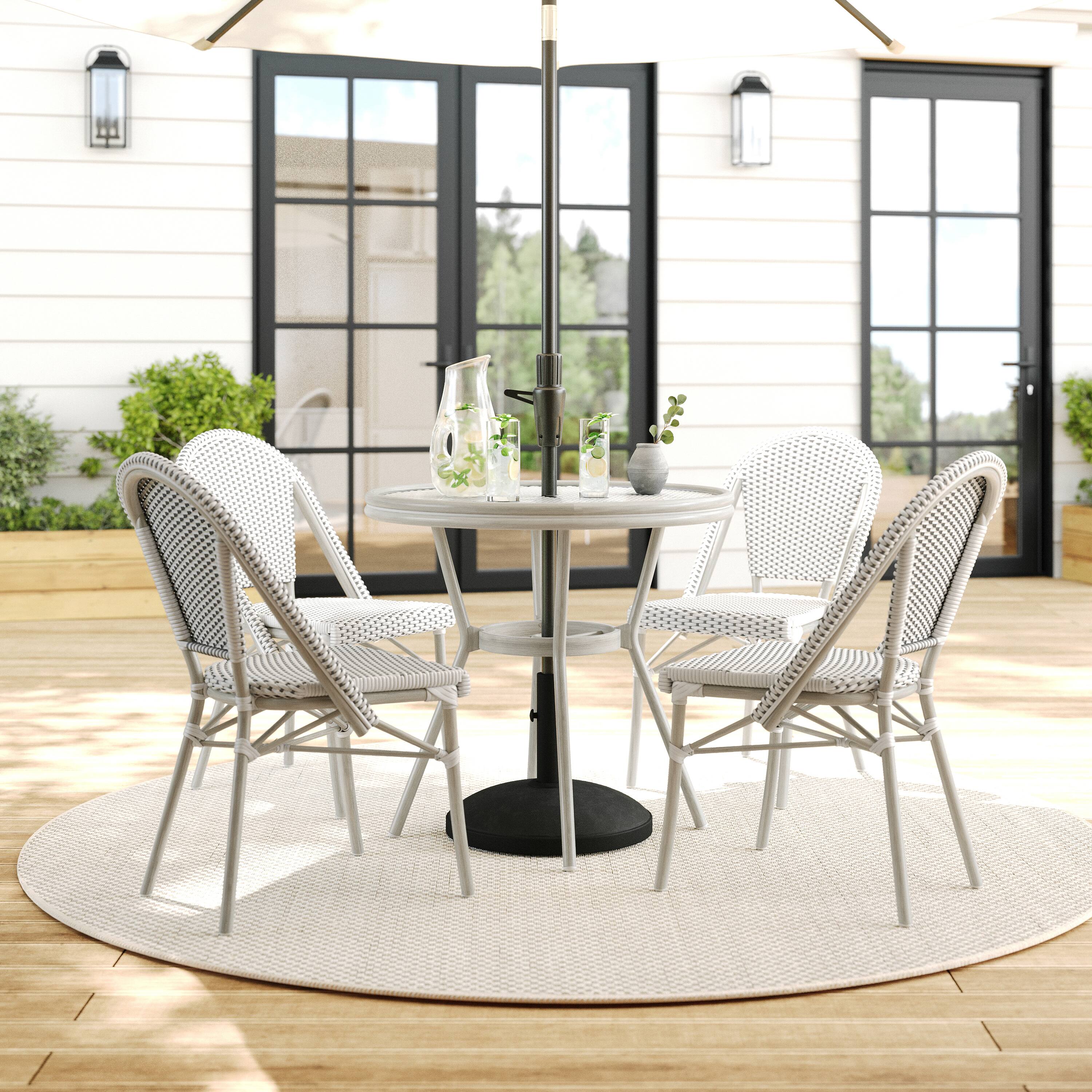Alt View 1. Martha Stewart - Lily Pond All Weather Woven Bistro Table and Chairs Set with Aluminum Frames - Gray & White/Gray Frame.