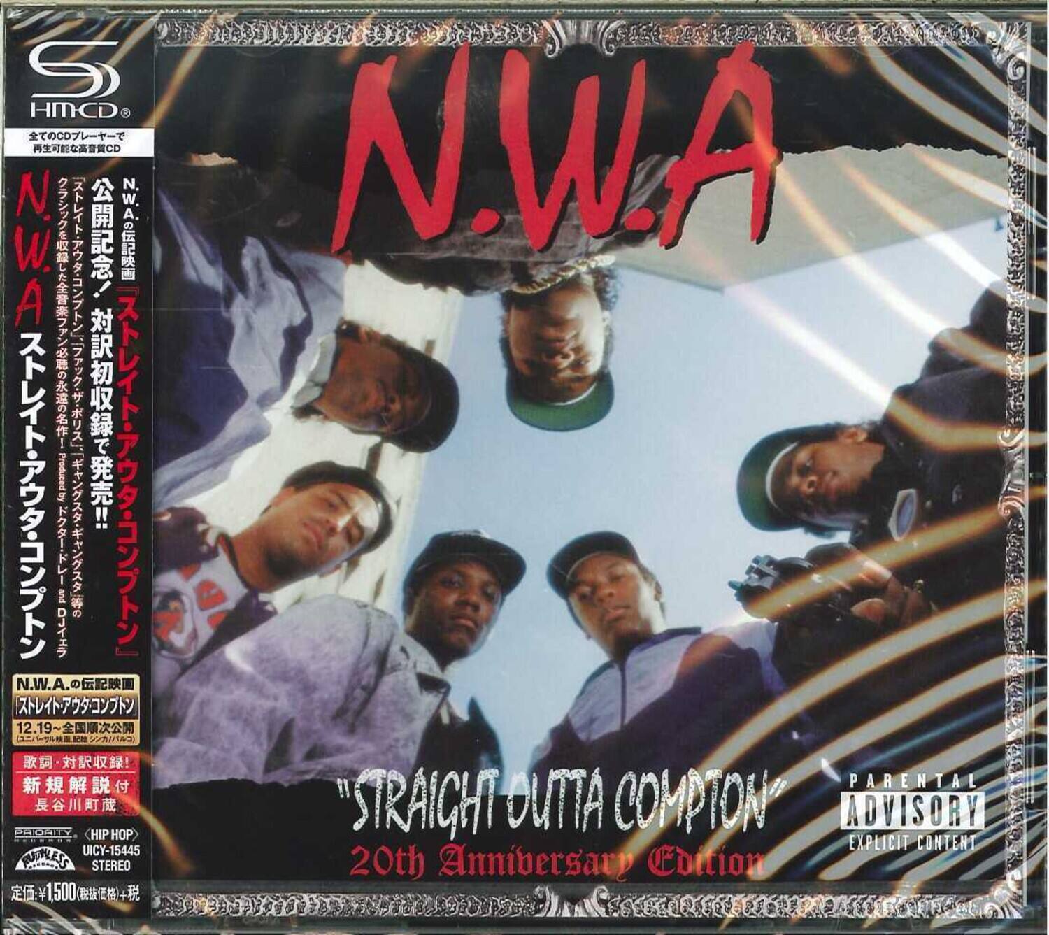 N.W.A  
"Straight Outta Compton"  
20th Anniversary Edition  

DJ and Produced by N.W.A  

Parental Advisory Explicit Content  

HIP HOP  
DICY-15445  
STEREO  

12.19  

N.W.A. 20th Anniversary Edition  

¥1,500 (tax included) + ¥100 (shipping)
