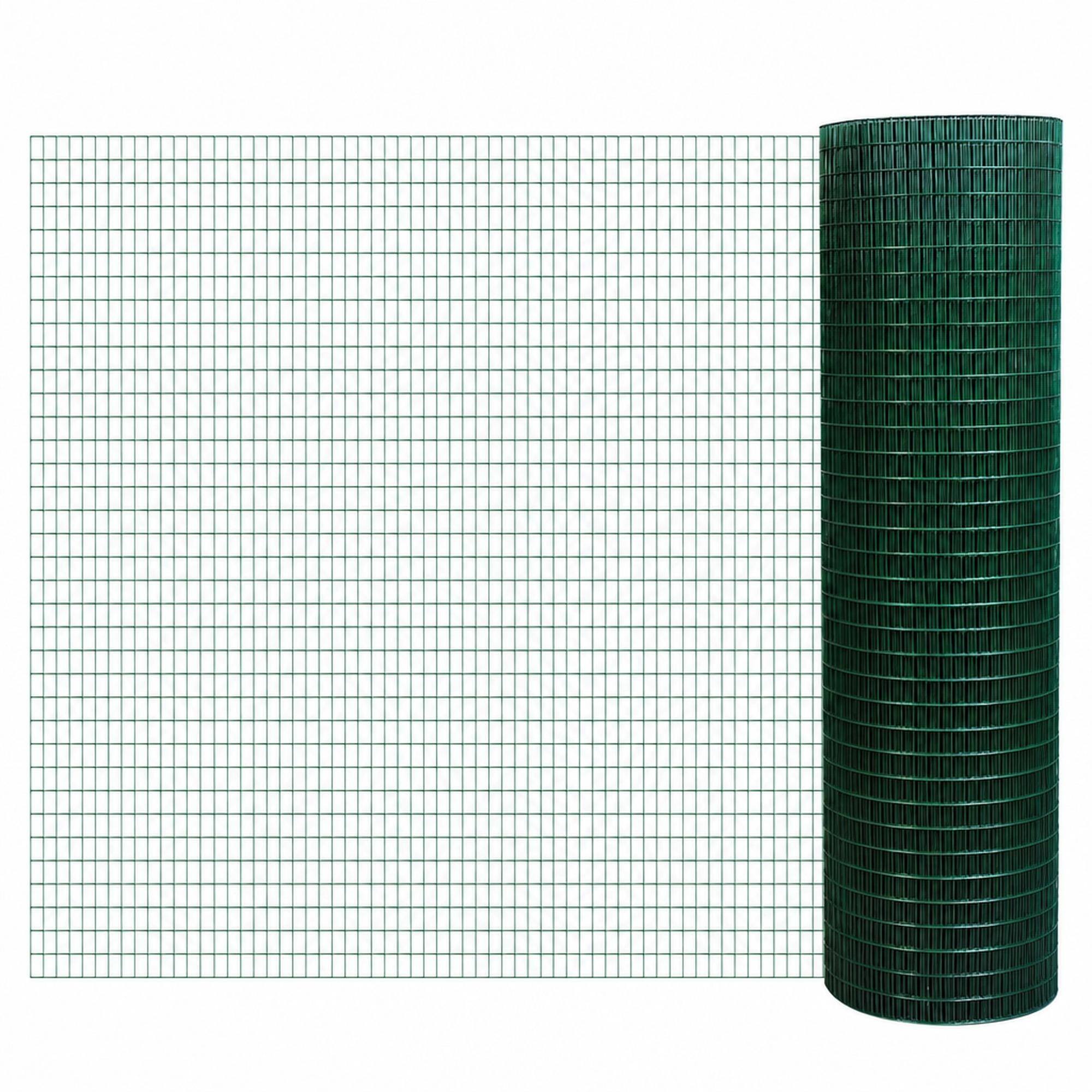 Front. RYHNUYNE - 98 ft x 35.5 in Hardware Cloth, 1/2 x 1 in PVC Coated Wire Mesh Roll, Rust Resistant Fencing for Aviary and Garden - Green.