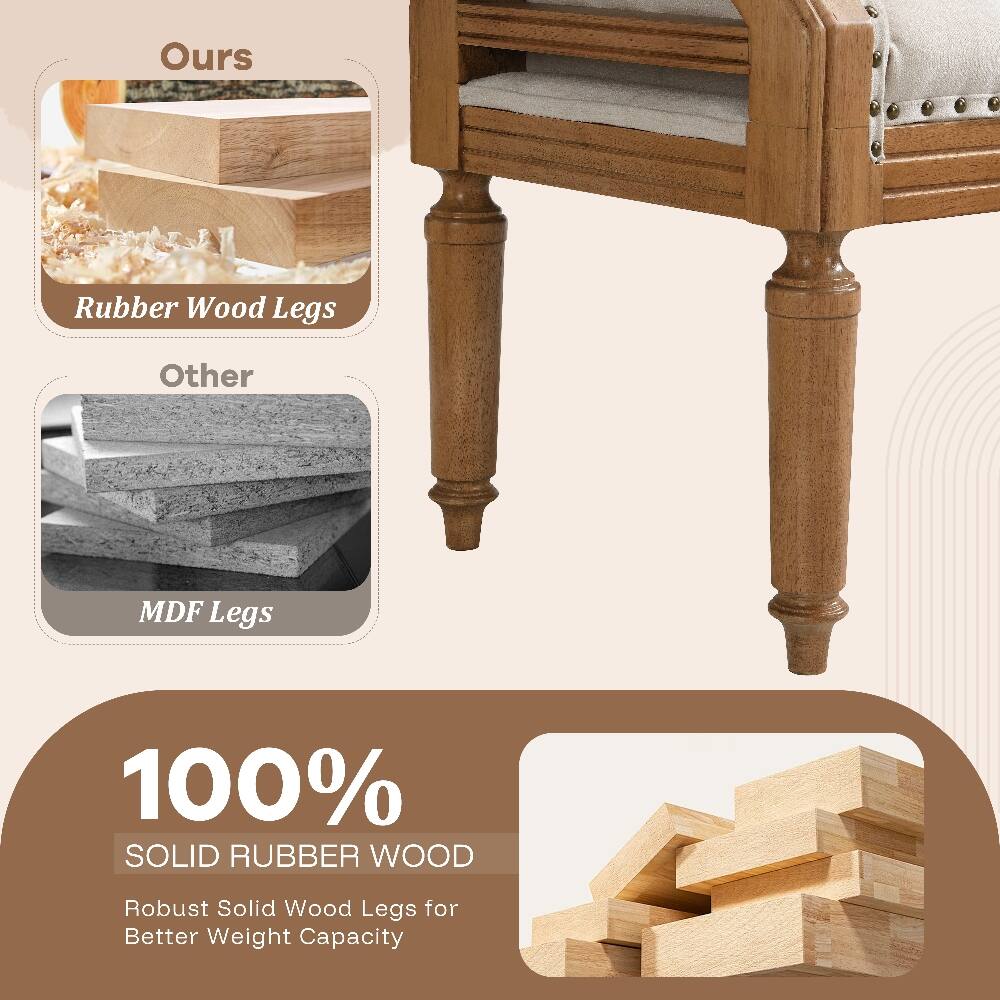 Ours  
Rubber Wood Legs  
Other  
MDF Legs  
100% SOLID RUBBER WOOD  
Robust Solid Wood Legs for Better Weight Capacity