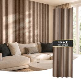 VEVOR - Wood Wall Panels, 96.1 x 11 in, Acoustic Slat Panels, Finish, Sound Absorbing for Living Rooms, Bedrooms, Offices - Walnut