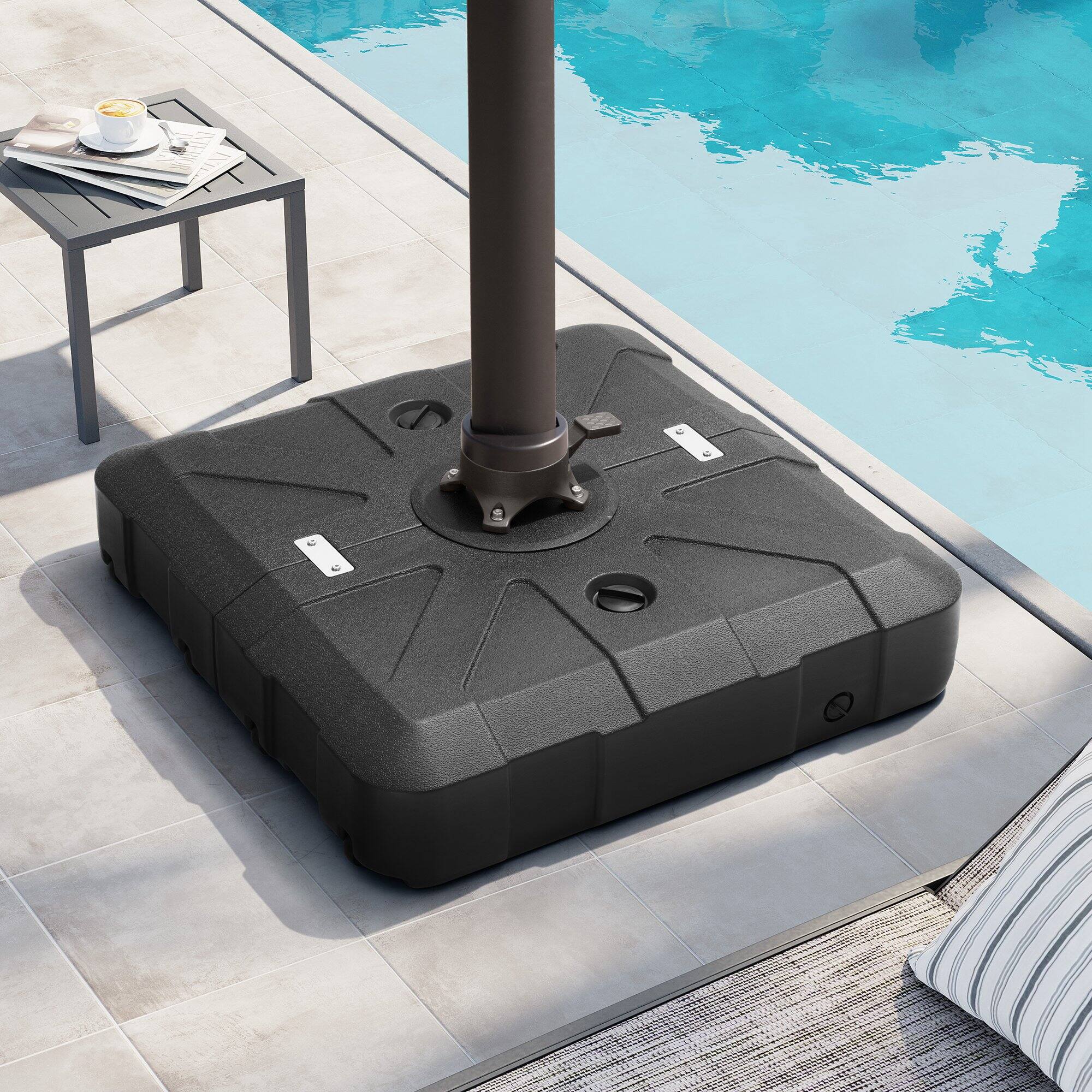 Angle. Crestlive Products - Crestlive Products Fillable Patio Offset Cantilever Umbrella Base with Wheels - Black.