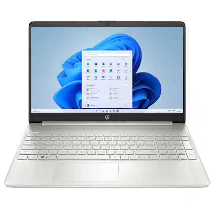 Front. HP - 15.6" Touch-Screen Laptop - Intel Core i3 - 8GB Memory - 128GB SSD - Natural Silver.