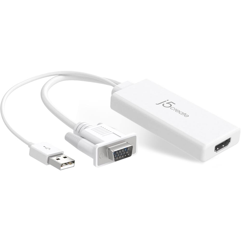 Angle. j5create - VGA to HDMI Video/Audio Adapter - White.
