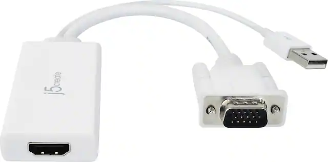 Front. j5create - VGA to HDMI Video/Audio Adapter - White.