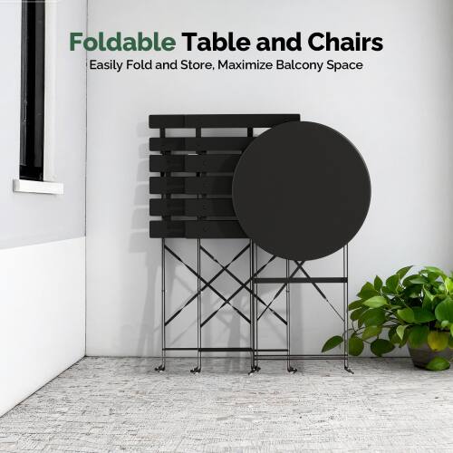 Foldable Table and Chairs  
Easily Fold and Store, Maximize Balcony Space