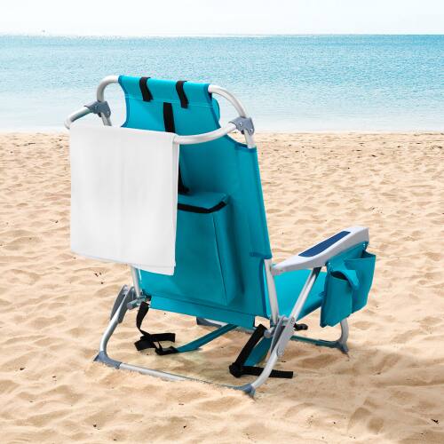 Alt View 7. Winado - 32in Backpack Beach Camping Chair Folding Heavy Duty, Aluminum Comfortable Adjustable Back with Cup Holder for Outdoor - Mint Green.