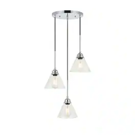 Living District - Histoire 3 Light Chrome Pendant - Chrome And Clear