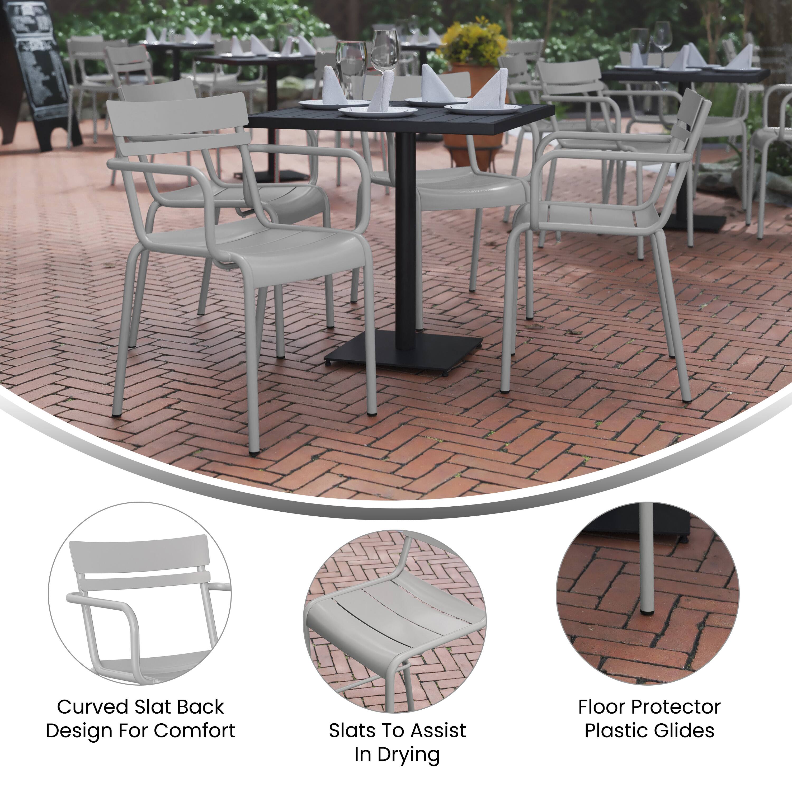 - Curved Slat Back Design For Comfort
- Slats To Assist In Drying
- Floor Protector Plastic Glides