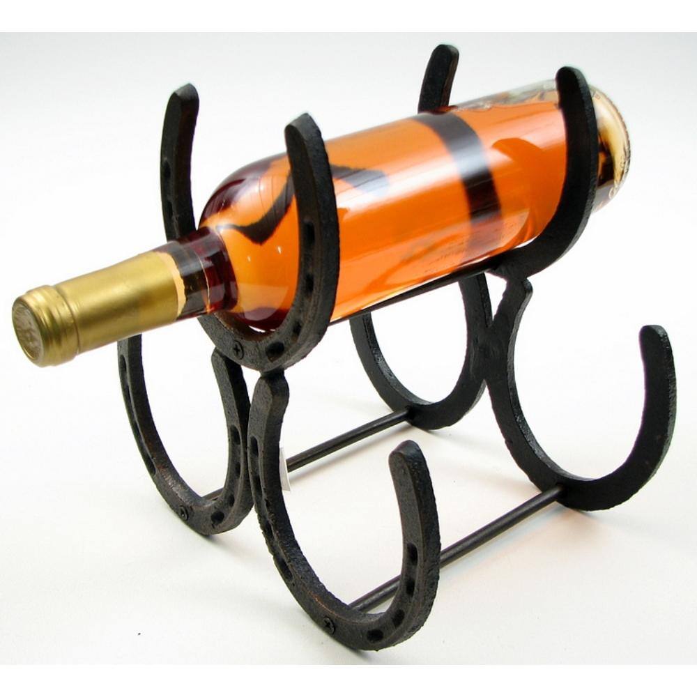 Front. BreeBe - Horseshoe Wine Rack - Black.