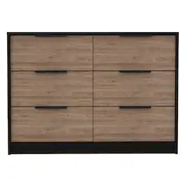 TuHome - Kaia 4 Drawers Dresser, Superior Top - Black / Pine