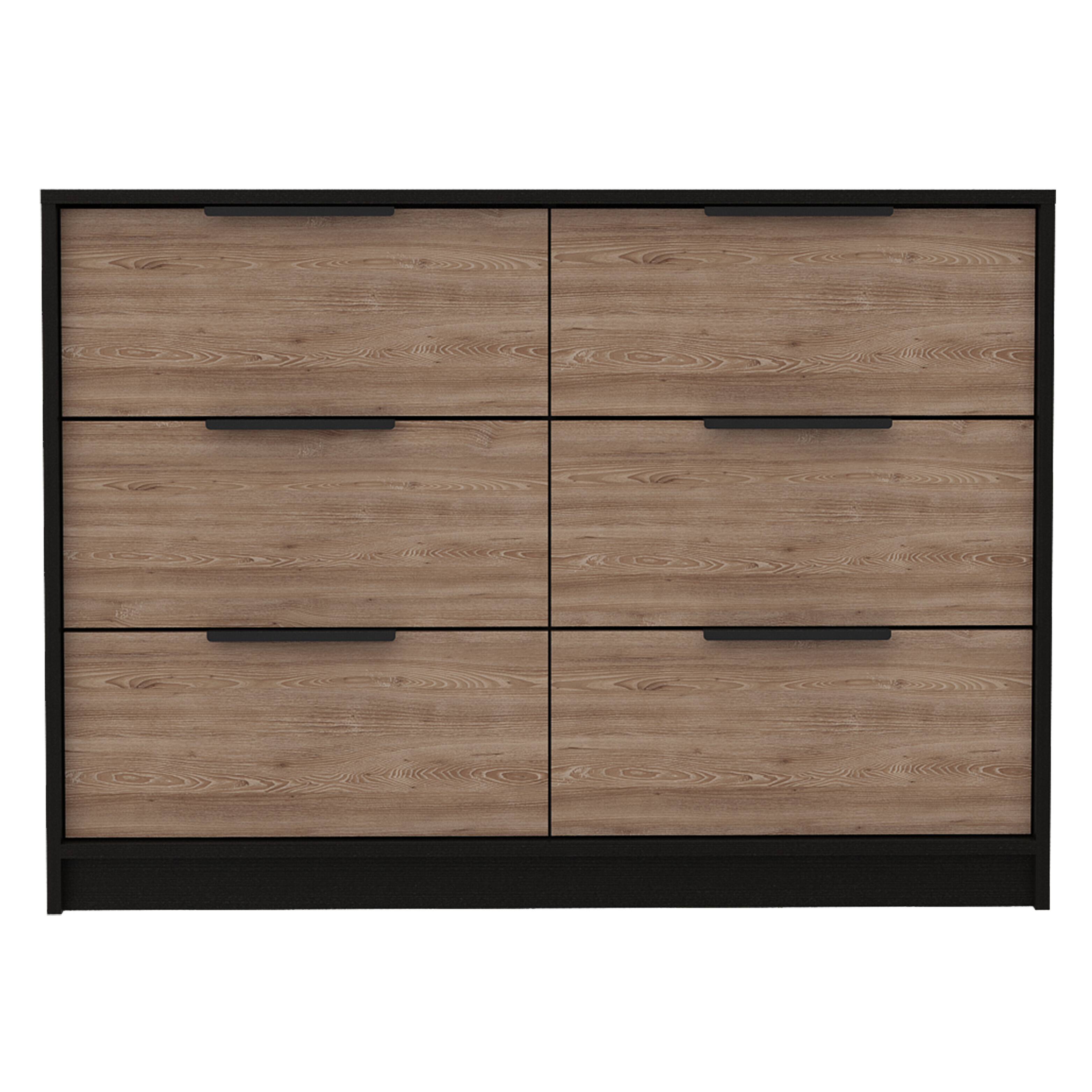 Front. TuHome - Kaia 4 Drawers Dresser, Superior Top - Black / Pine.
