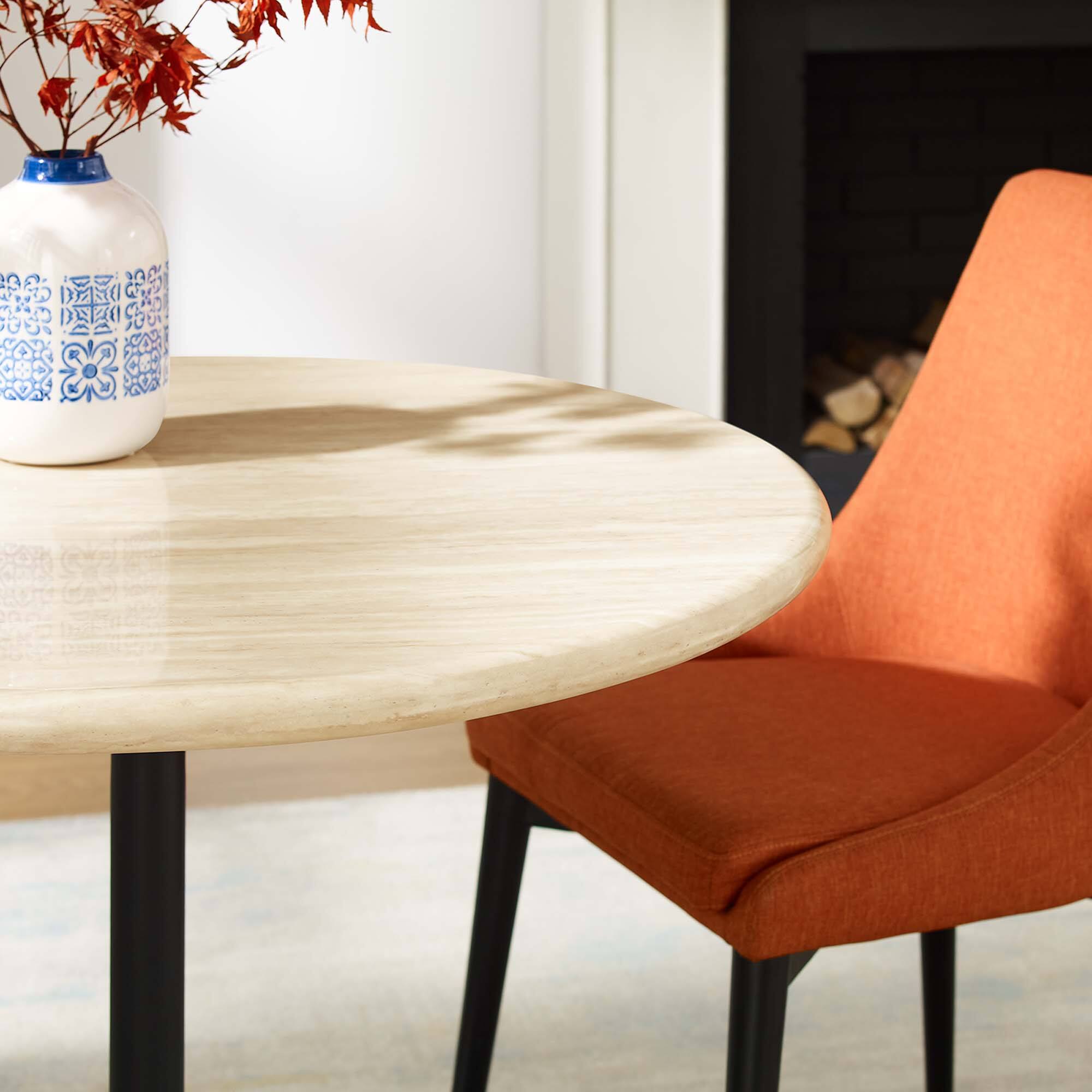 Alt View 7. Modway - Lippa 36" Round Faux Travertine Dining Table by Modway - Black Travertine.