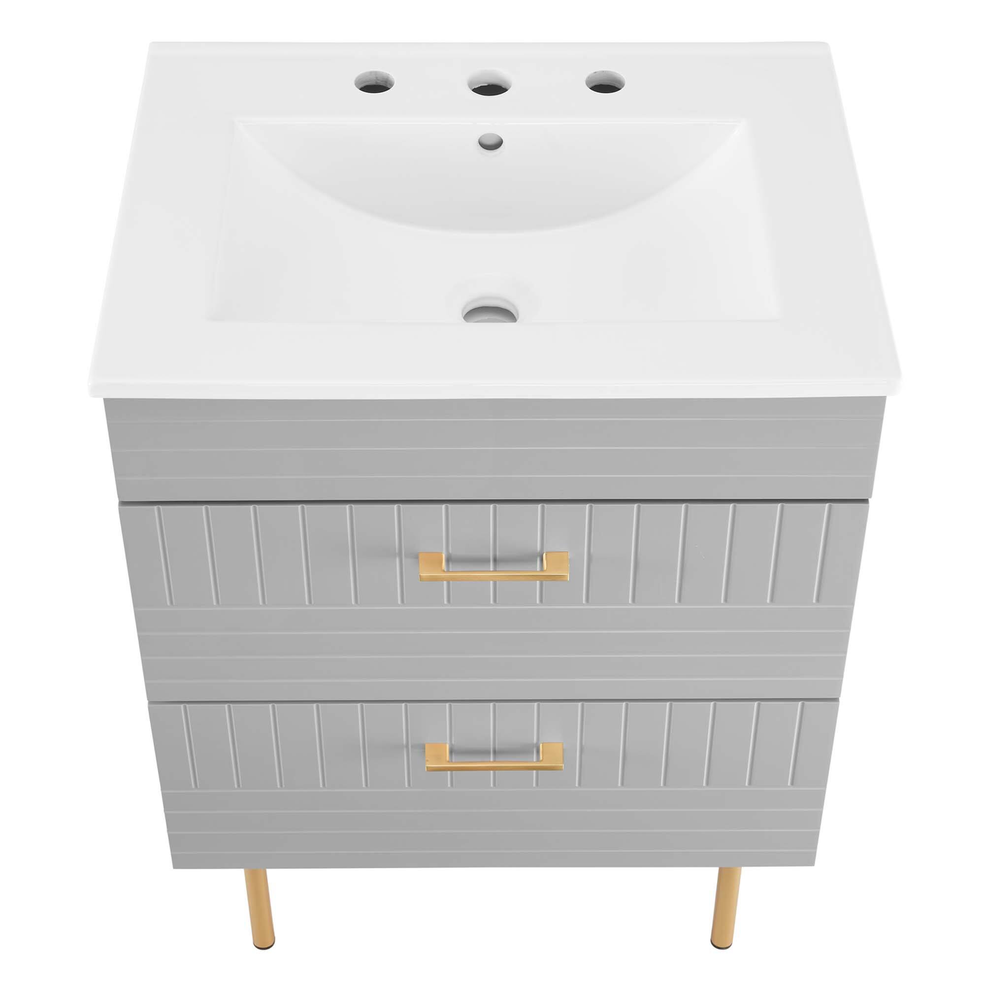 Alt View 4. Modway - Daybreak Bathroom Vanity Basin Included by Modway - Light Gray.