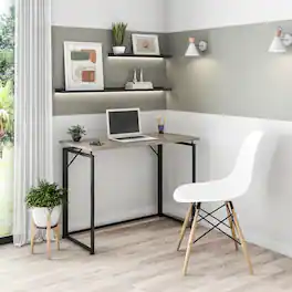 GOODSILO - Compact Foldable Desk with Sturdy Steel Frame for Small Spaces - Gray