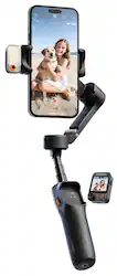 Hohem - iSteady V3 Ultra 3-Axis Gimbal Stabilizer for Smartphone w/ AI Tracking, Detachable Touch Remote, Tripod, & Light - Black - Front_Zoom