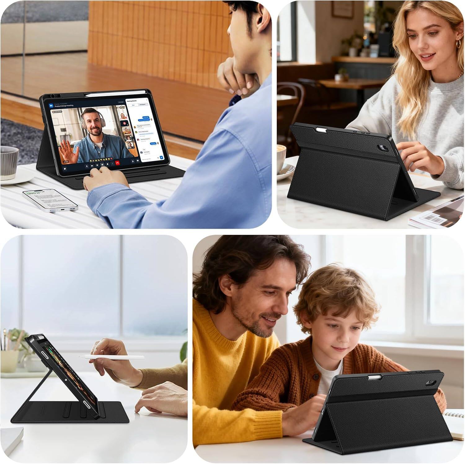 Alt View 2. Fintie - Multi-Angle Viewing Case for Samsung Galaxy Tab S11 11 Inch 2025, SM-X730/X736B, Soft TPU Back Cover, Front Card Pocket - Black.