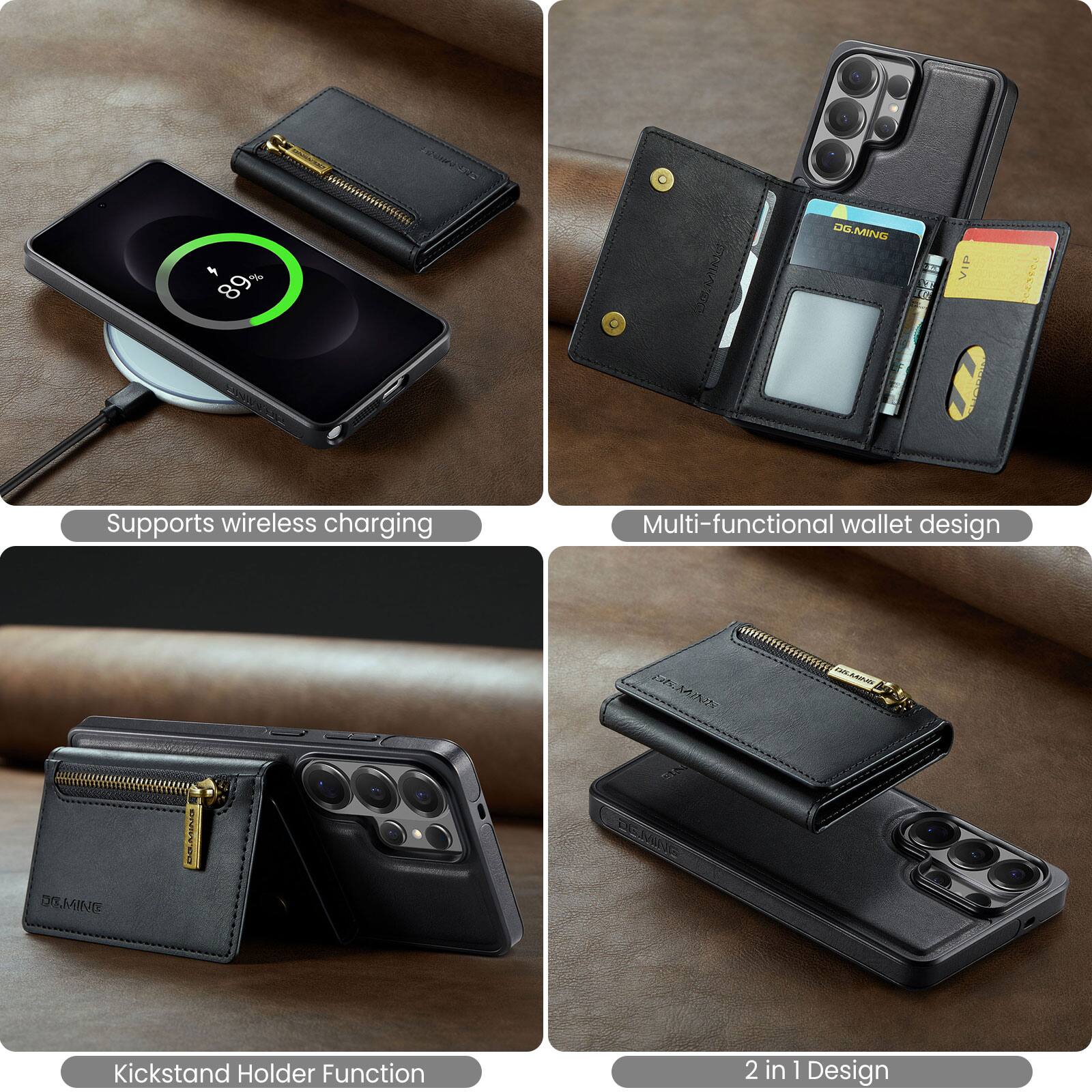 oT2 + & 89 DC JELMING T VIP

- Supports wireless charging
- Multi-functional wallet design
- Lab 5e
- TA DG.MINE
- CIN
- nothgnsc
- Kickstand Holder Function
- 2 in 1 Design