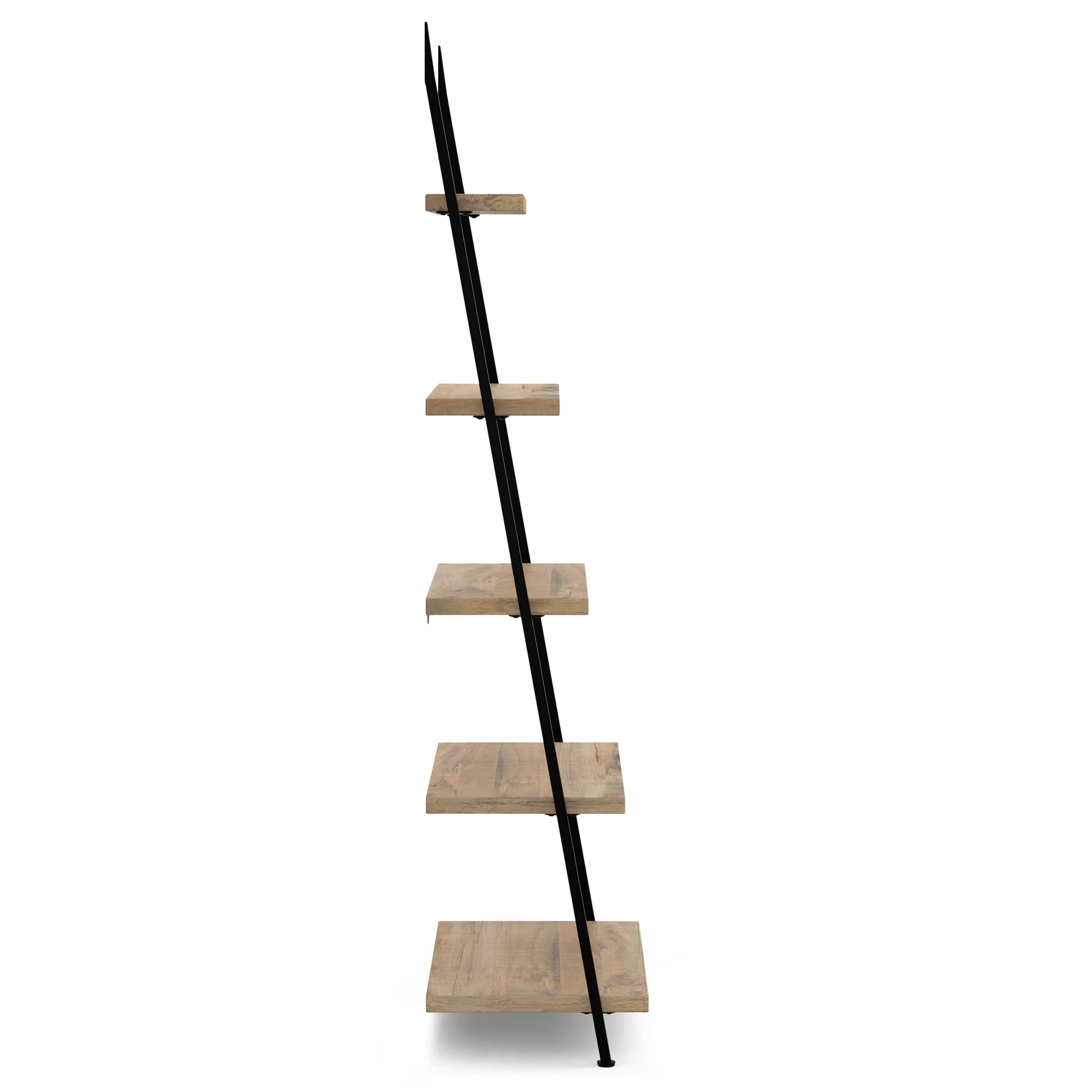 Back. Simpli Home - Trent SOLID MANGO WOOD and Metal 70 inch x 27 inch Rectangle Industrial Contemporary Ladder Shelf in Natural - Natural.