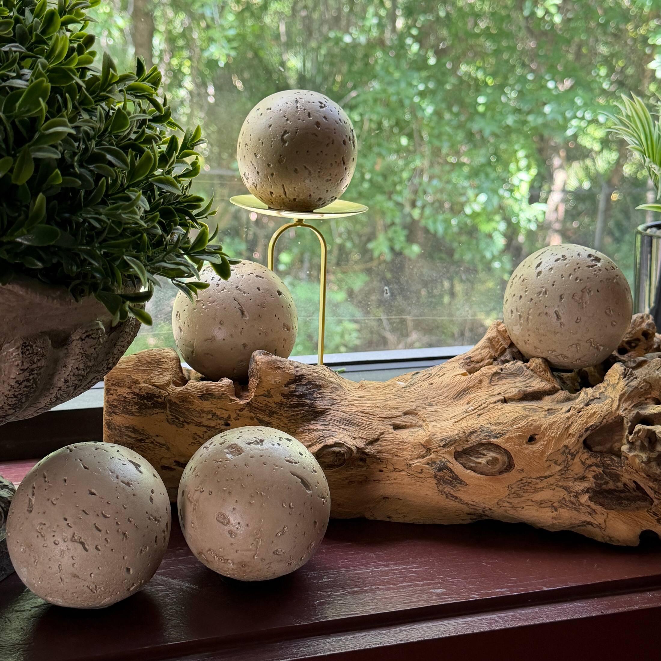 Alt View 5. PD Home & Garden - Set of 12 Beige Cement Decorative Orbs Pitted Spheres 3 Inch Tabletop Accents - Beige.