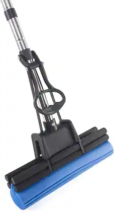 Front. Kitchen + Home - PVA Sponge Mop - Super Absorbent 11" Foam Roller Mop Floor Cleaner - blue.