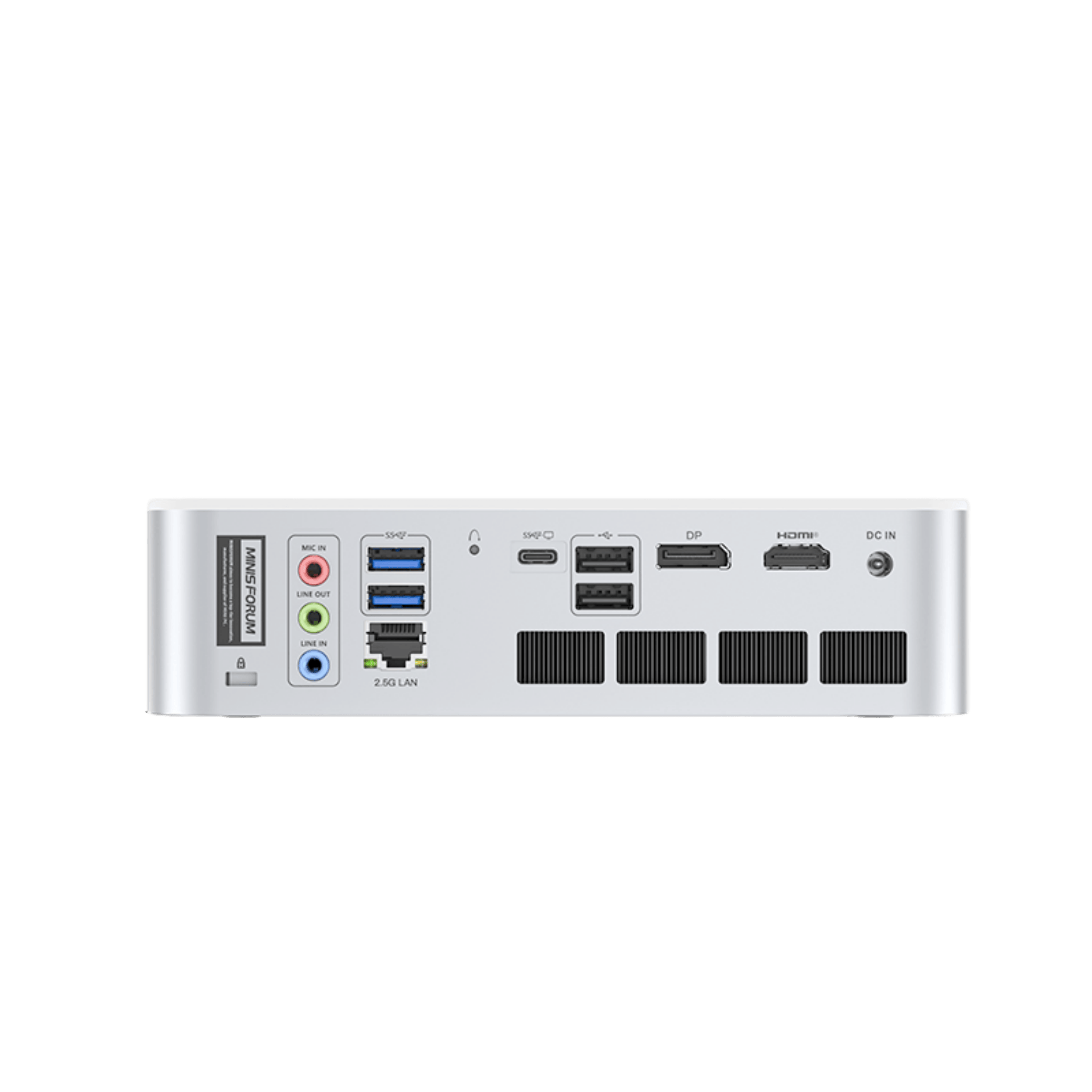 MINIS FORUM

MIC IN IN UNE OUT N IN

2.5G LAN

SIAFO

DP

HDMI

DC IN