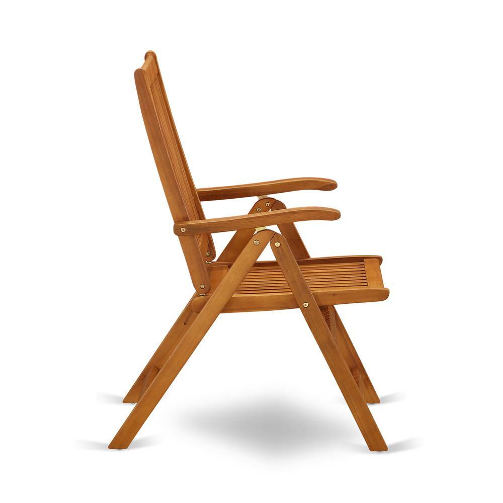 Alt View 3. East West Furniture - 3-Pc Wood Patio Dining Set Consists of a Folding Outdoor Table and 2 Outdoor Camping Chairs - Natural Oil Finish - Natural Oil.