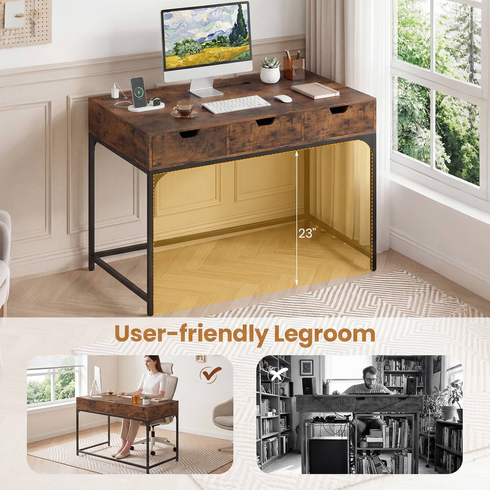 23" User-friendly Legroom