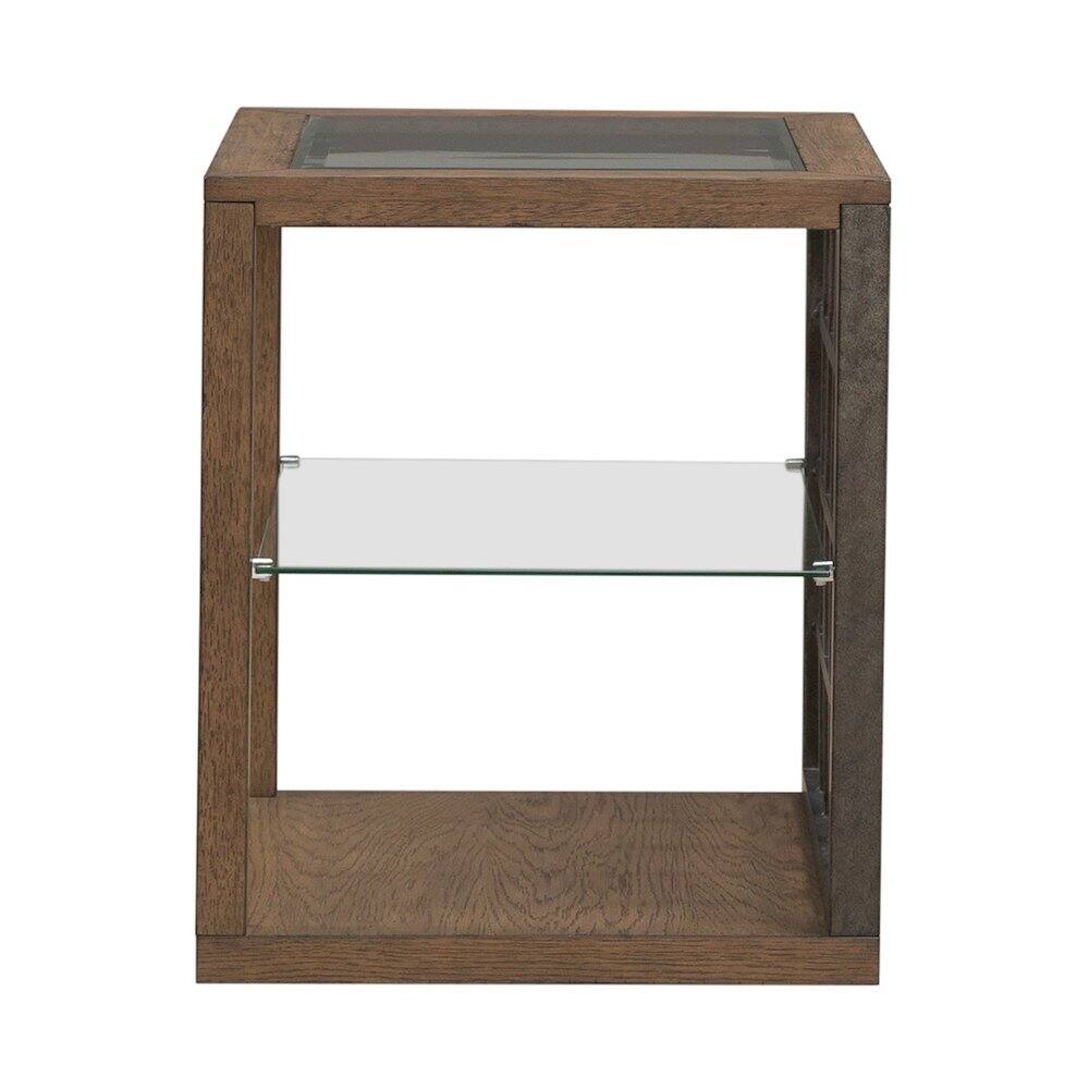 Back. Liberty Furniture Industries - Bayhill Trellis End Table for Living Room - Honey w/ Black Metal Accents - Honey W/ Black Metal Accents.